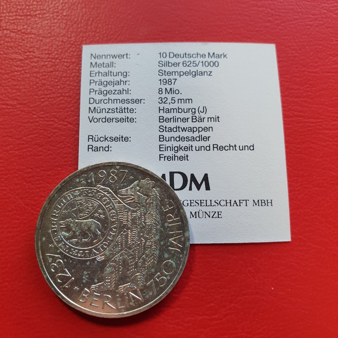  BRD 10 Deutsche Mark J 750 Jahre Berlin Silber Münze   