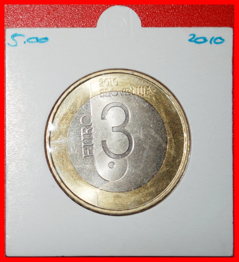  Ⰶ 2 SOLD BOOK BI-METALLIC: SLOVENIA (YUGOSLAVIA)★3 EURO 2010 UNC MINT LUSTRE★LOW START ★ NO RESERVE!   