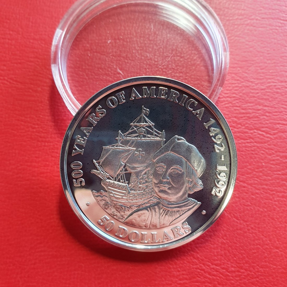  Cook Islands 50 Dollar 1990 Silber Münz 500-jähriges Jubiläum Entdeckung Amerikas Christoph Kolumbus   