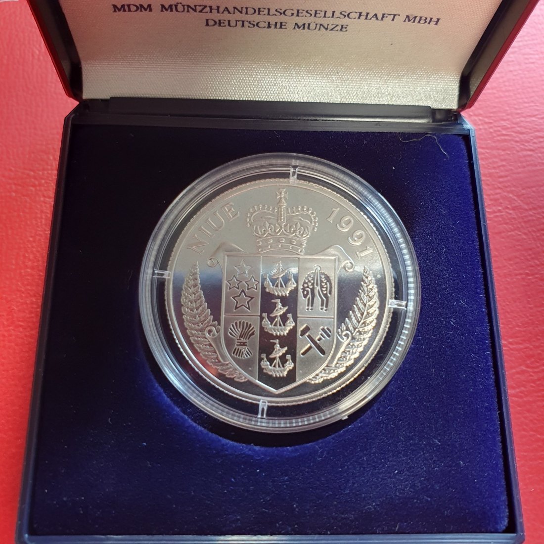  Niue 5 Dollar 1991Silber Münze Fußball-WM USA 1994 Proof selten   