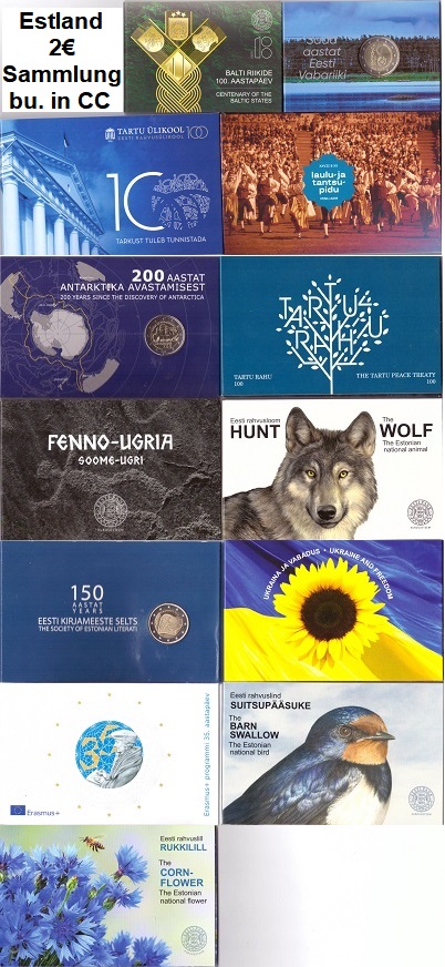 Estland Komplettsammlung 13x 2 Euro Gedenkmünzen 2018-2024...bu...Coincard   