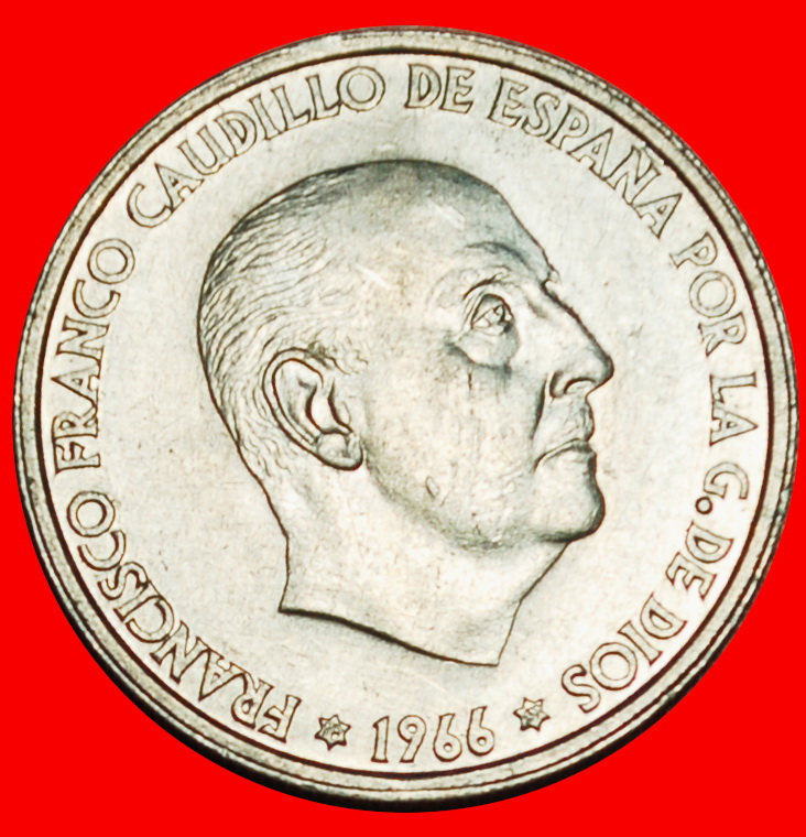  Ⰶ GENERALISSIMO FRANCO (1947-1975): SPAIN ★ 50 CENTIMOS 1967 (1966) UNC! LOW START ★ NO RESERVE!   