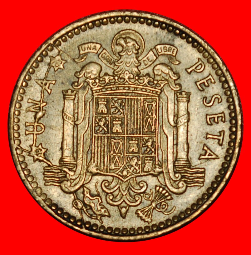  Ⰶ GENERALISSIMUS FRANCO (1947-1975): SPANIEN ★ 1 PESETA 1963 (1953) STEMPEL FEHLER! ★OHNE VORBEHALT!   