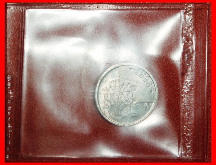  Ⰶ 3 CROWNS FROM SET: SPAIN ★ 1 PESETA 1996 ERROR UNC MINT LUSTRE! IN HOLDER! LOW START ★ NO RESERVE!   