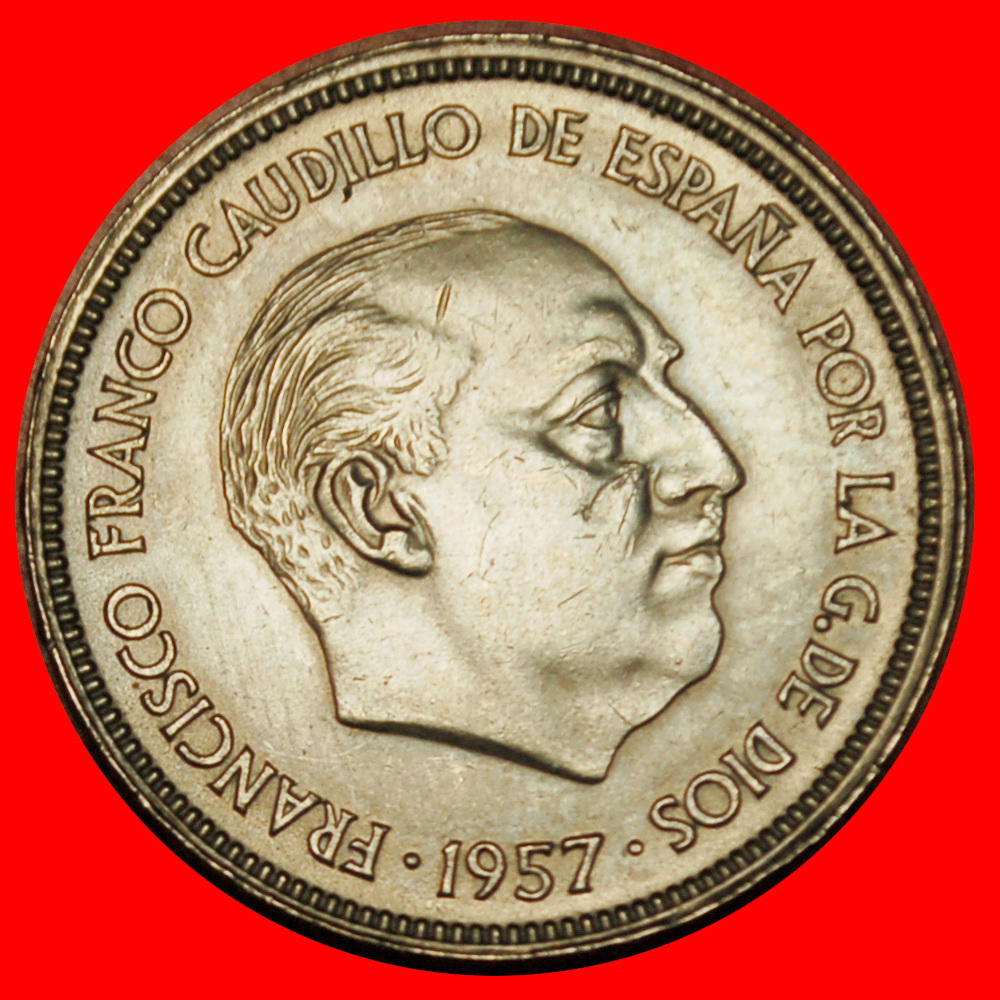  Ⰶ GENERALISSIMUS FRANCO (1936-1975): SPANIEN★ 25 PESETA 1966 (1957) STG STEMPELGLANZ★OHNE VORBEHALT!   