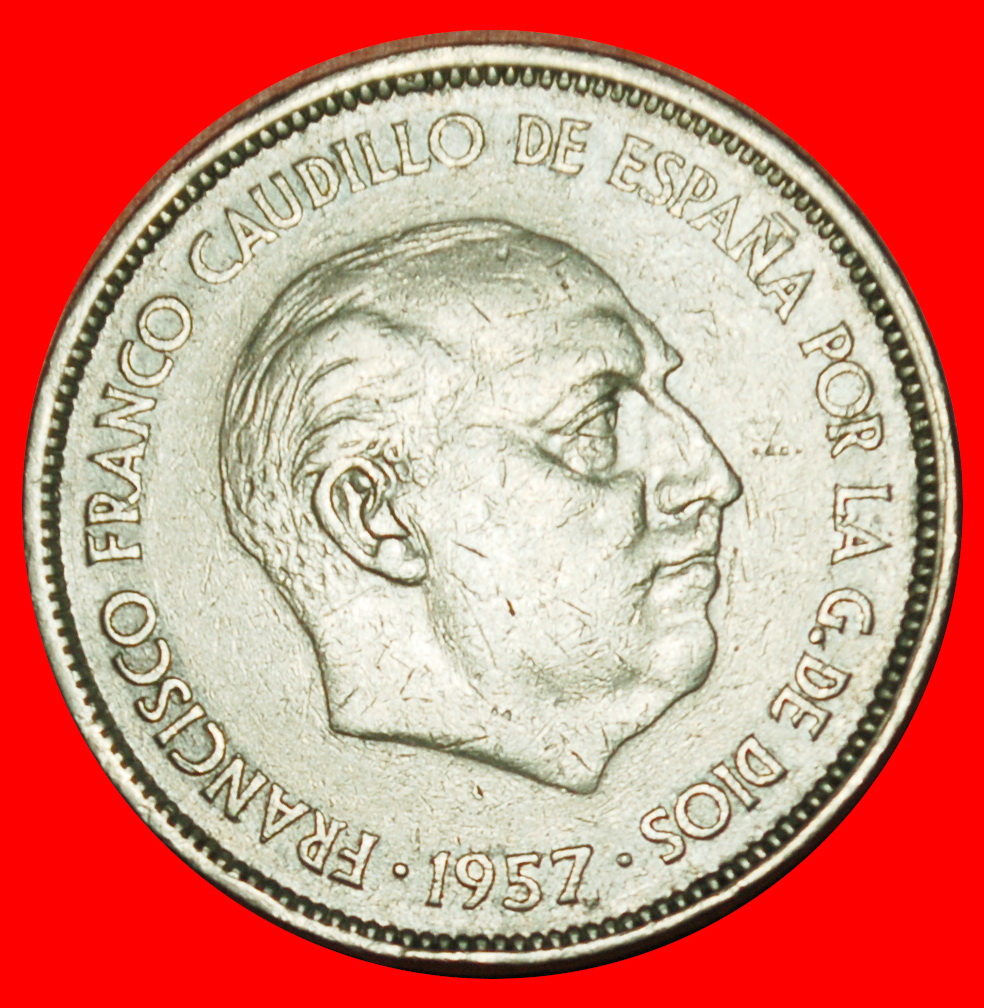  Ⰶ GENERALISSIMO FRANCO (1936-1975): SPAIN ★ 25 PESETAS 1967 (1957)!★LOW START ★ NO RESERVE!   