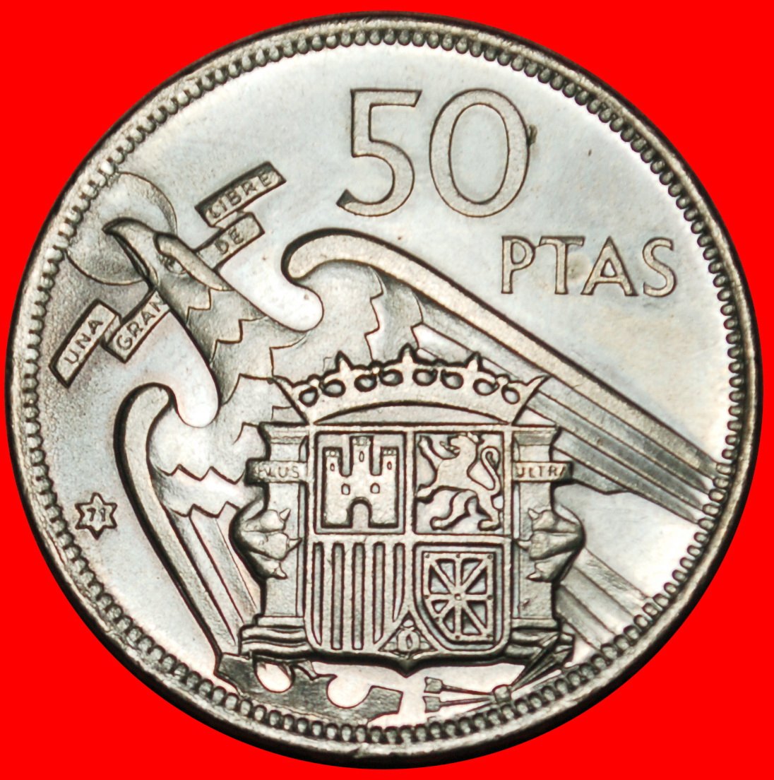  Ⰶ GENERALISSIMO FRANCO (1936-1975): SPAIN★ 50 PESETAS 1971 (1957) UNC LUSTRE★LOW START ★ NO RESERVE!   