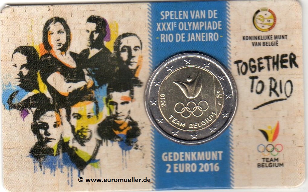 Belgien 2 Euro Sondermünze 2016...Olympia Rio...bu. in nied. CC   