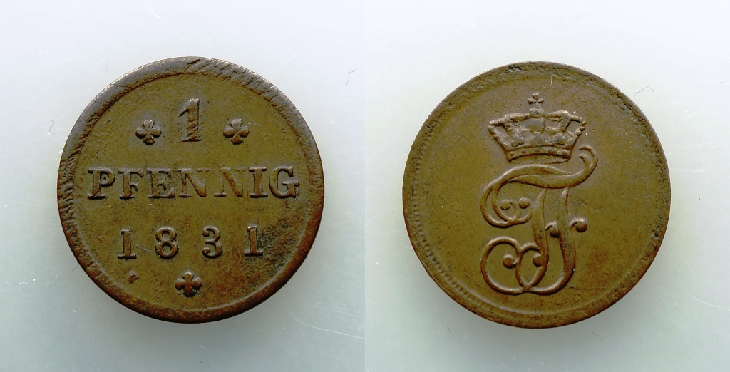  Mecklenburg Schwerin, Pfennig 1831   