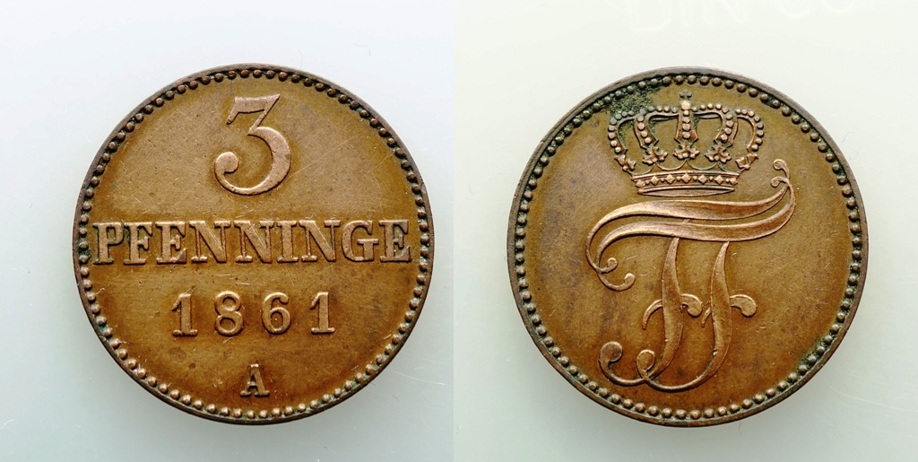  Mecklenburg Schwerin 3 Pfennig 1861 A   