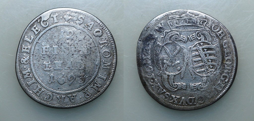  Sachsen 1/12 Taler 1693 o. Mmz.   