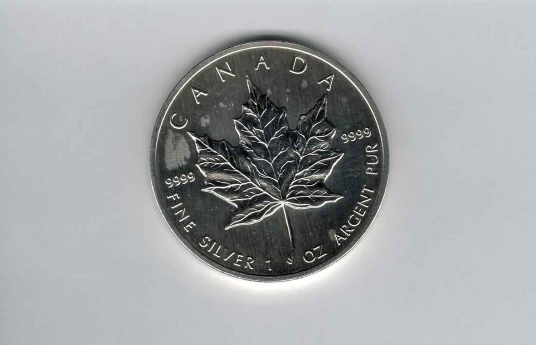  5 Dollar 1990 Maple Leaf 1 Oz 999,9/31,1g silber Canada Kanada Spittalgold9800 (5378)   