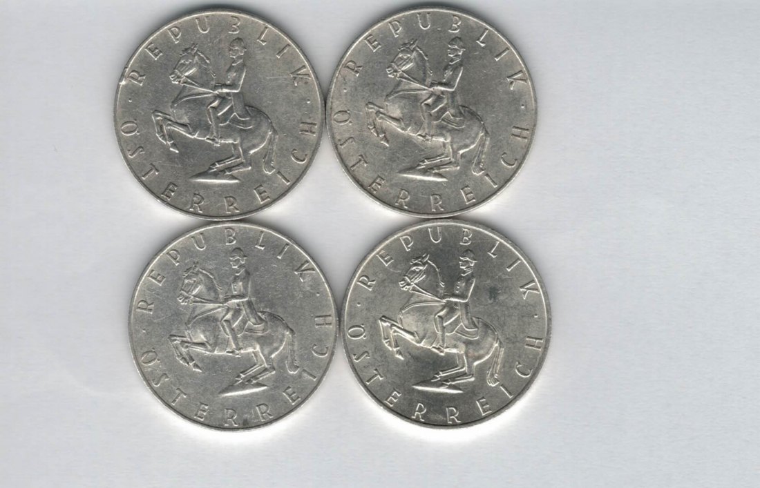  5 Schilling  1961 1962 1964 1966 silber á 3,32 fein Österreich Spittalgold9800 /1054   