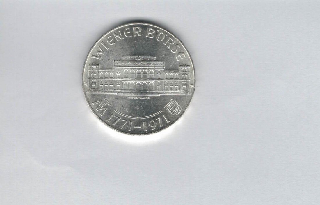  25 Schilling 1971 Wiener Börse 200 Jahre silber Gedenkmünze Österreich Spittalgold9800 (04588/17)   