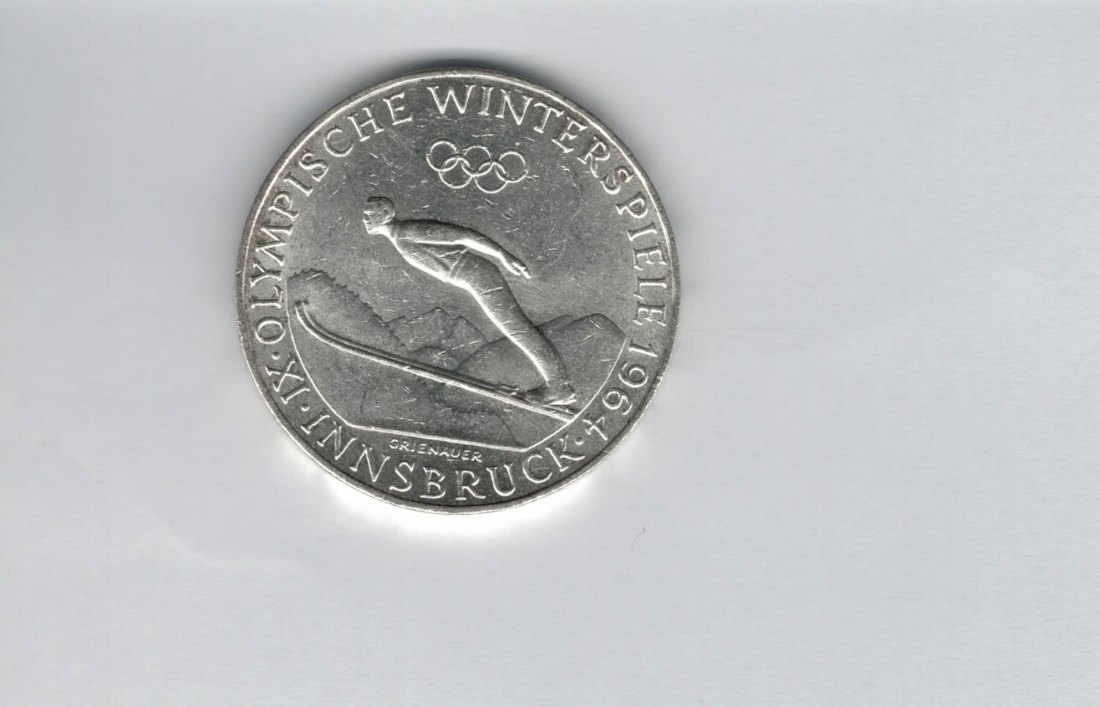  50 Schilling 1964 Winterolympiade Innsbruck Österreich silber Spittalgold9800 (4584/3)   