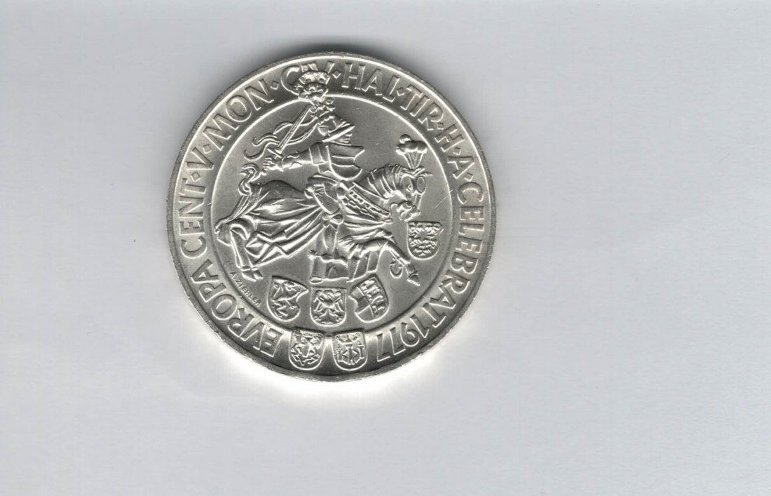  100 Schilling 1977 500 Jahre Münzstätte Hall/Tirol 15,36g fei Ag Österreich Spittalgold9800 01914/16   