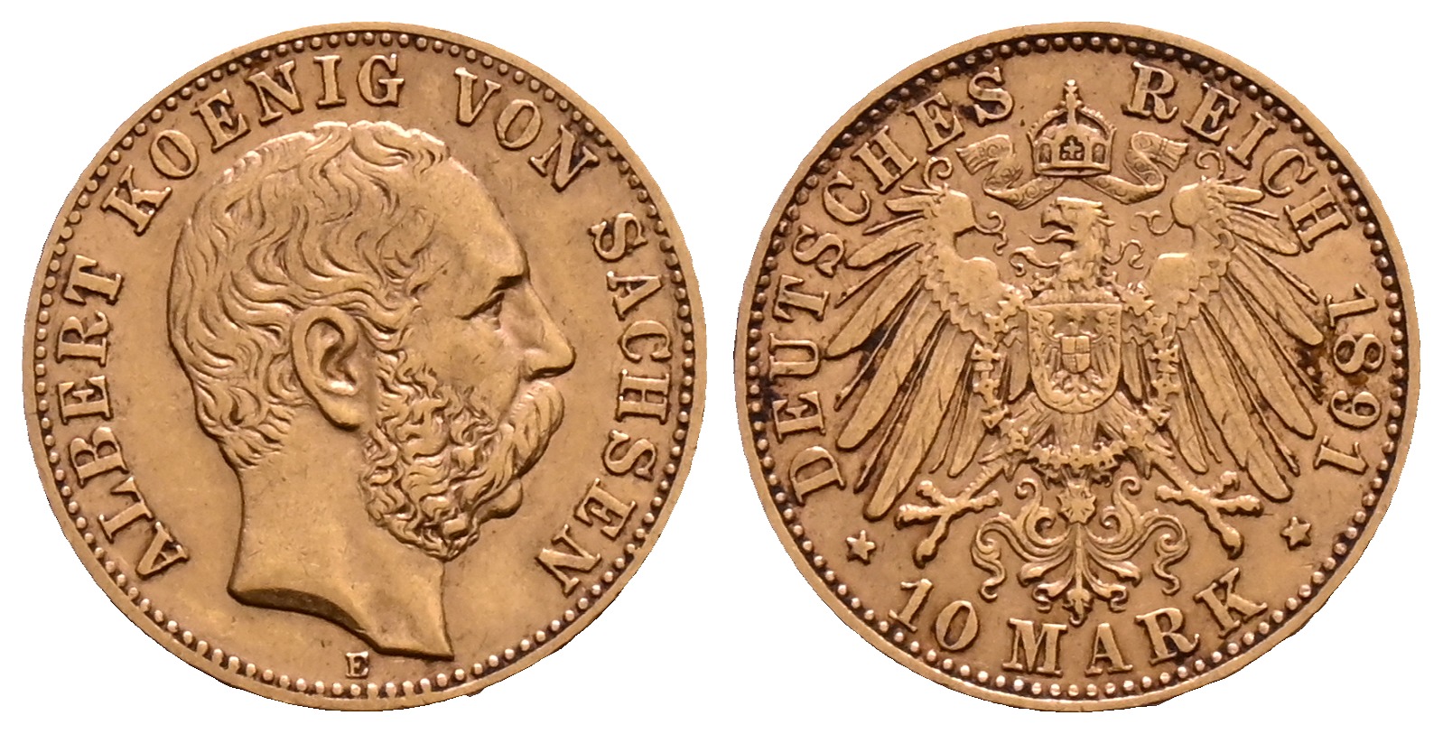 PEUS 2136 Sachsen - Kaiserreich 3,58 g Feingold. Albert (1873 - 1902) 10 Mark GOLD 1891 E Sehr schön