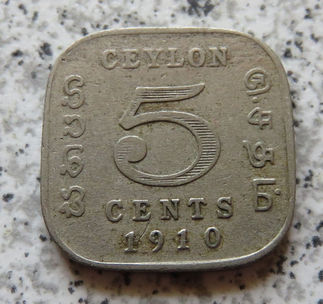  Ceylon 5 Cents 1910   