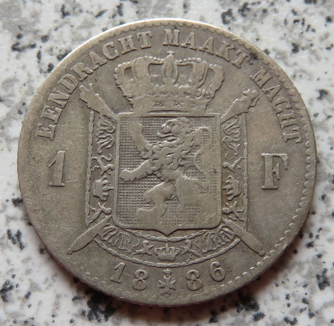  Belgien 1 Franc 1886, mit Punkt   