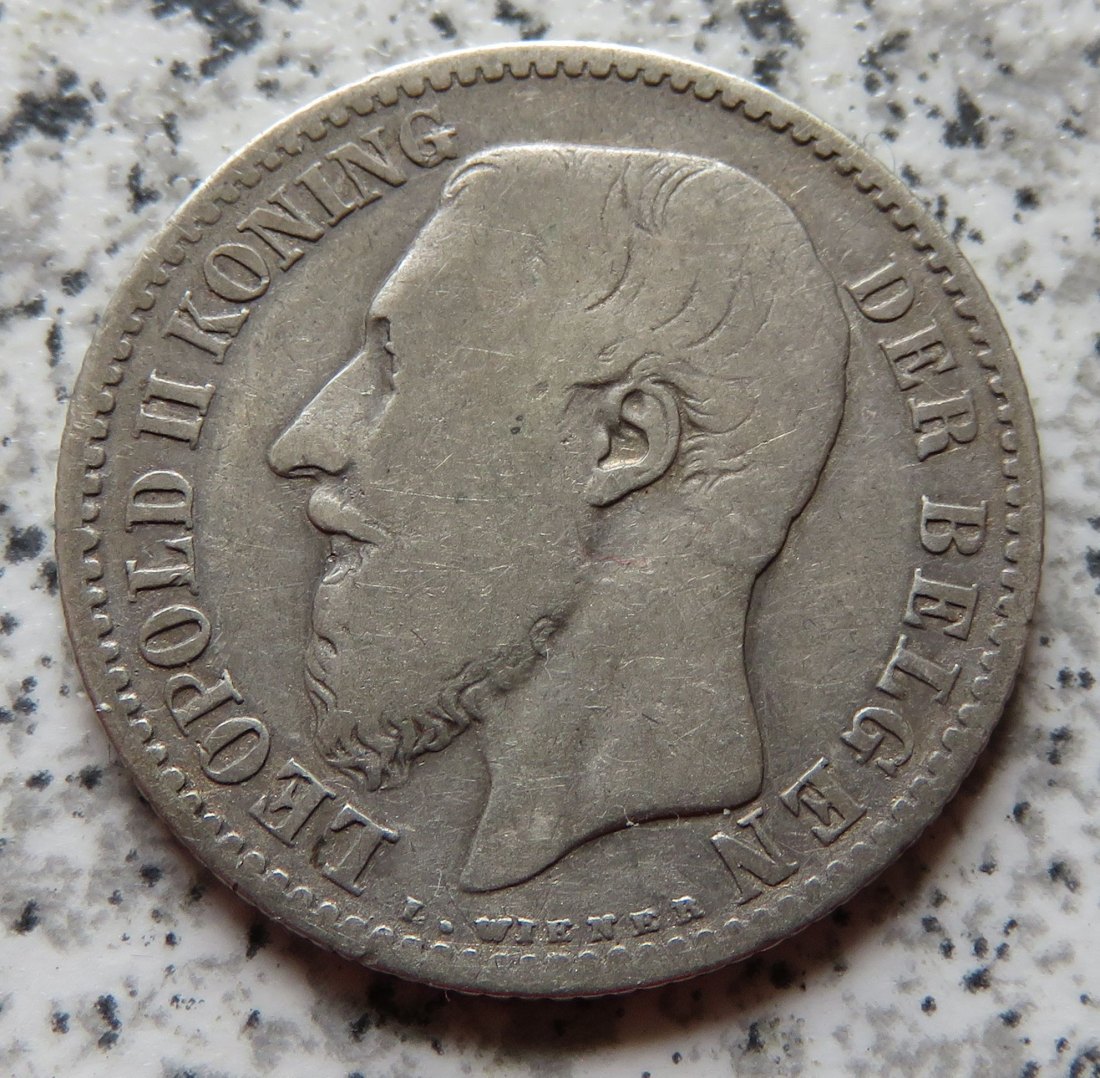  Belgien 1 Franc 1886, mit Punkt   