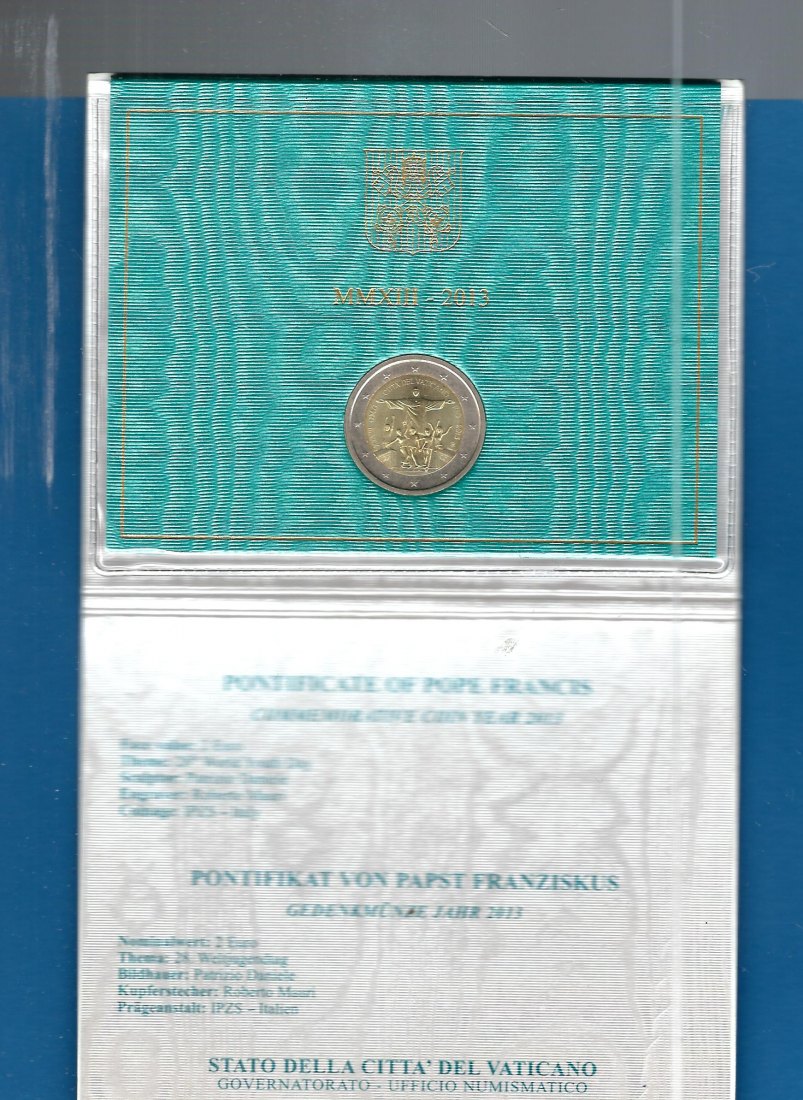  Vatikan 2 Euro Gedenkmünze 2013 OVP Top Frank Maurer Koblenz AF702   