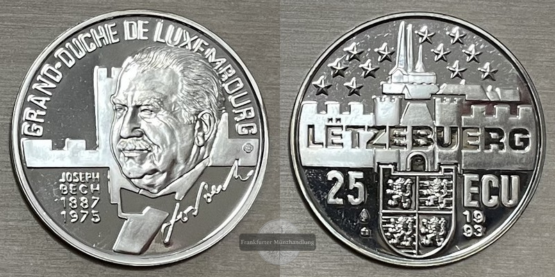  Luxemburg  25 ECU   1993  Joseph Bech   FM-Frankfurt   Feinsilber: 21,14g   