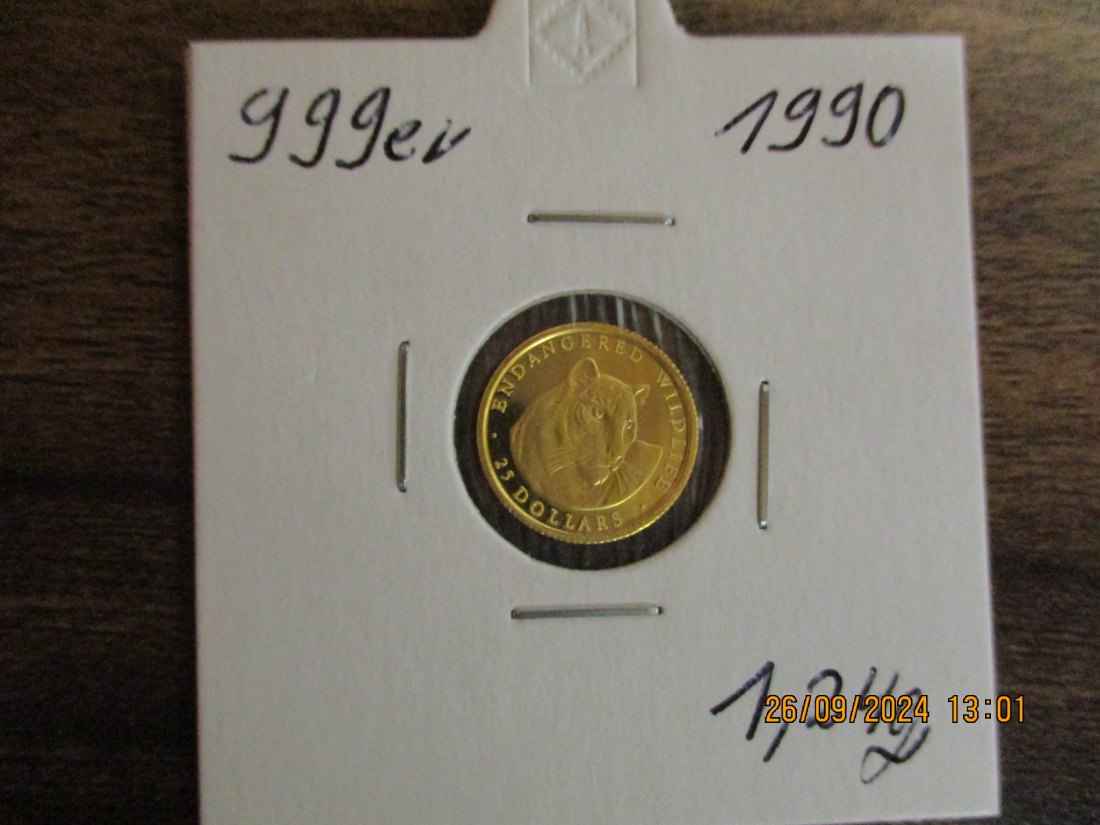  25 Dollars 1990 Cook Islands Löwe Goldmünze 999er Gold 1,24 Gramm Wildlife   