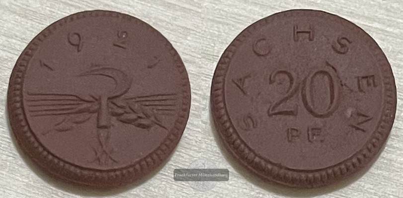  Sachsen Notmünzen  20 Pfennig 1921  FM-Frankfurt   Steinzeug vorzüglich   