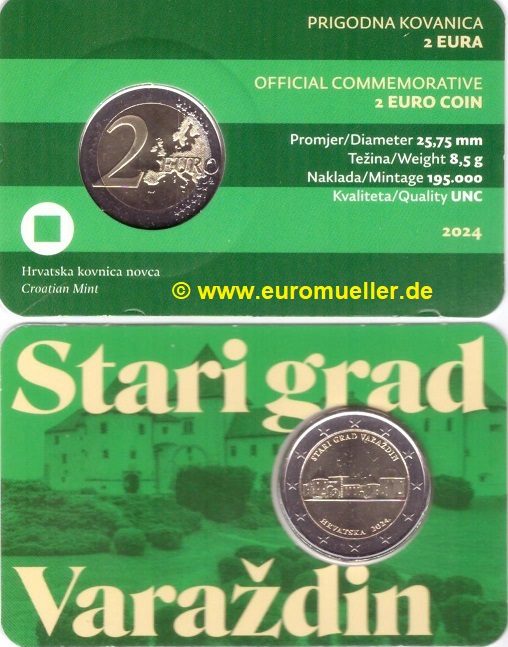 Kroatien ...2 Euro Gedenkmünze 2024...bu...Coincard...Varaždin   