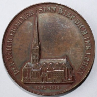  Hamburg Bronzemedaille 1842;Zerstörung der St. Nikolaikirche durch den Brand am 5. Mai   