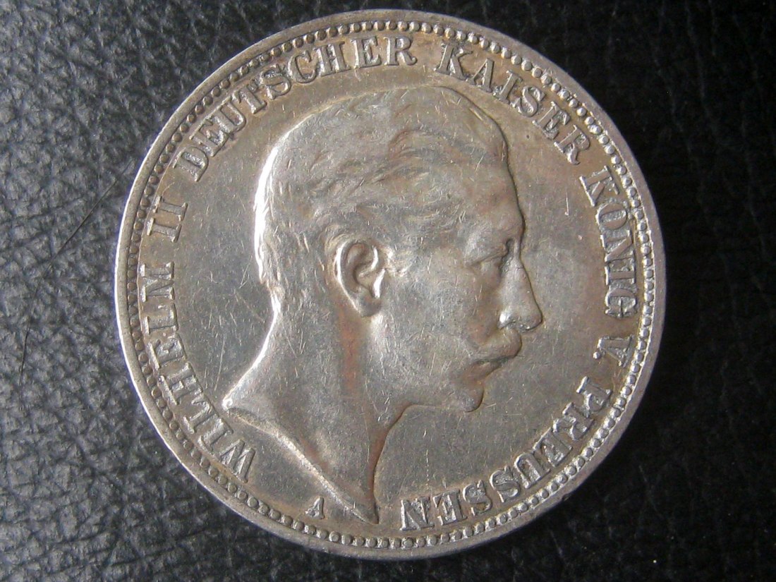  3 Mark Kaiserreich Wilhelm II. 1910; 900er Silber, 15 Gramm Feingehalt   