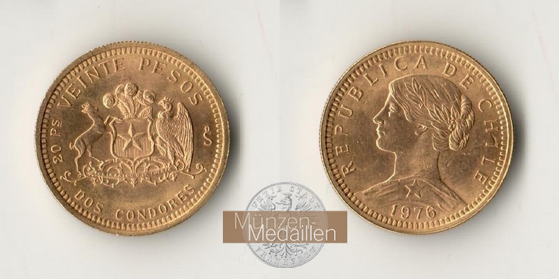 Chile MM-Frankfurt Feingold: 3,66g 20 Pesos 1976 