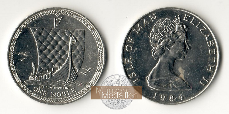 Isle of Man. MM-Frankfurt Feingewicht: 31,1g Platin 1 Noble 1984 