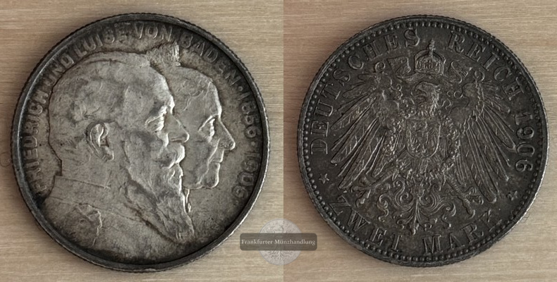  Deutsches Kaiserreich. Baden, Friedrich I. 2 Mark 1906 G   FM-Frankfurt   Feinsilber: 10g   