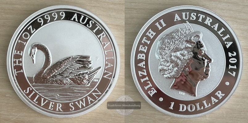  Australien, Dollar 2017 Silberschwan  FM-Frankfurt Feinsilber: 31,1g   