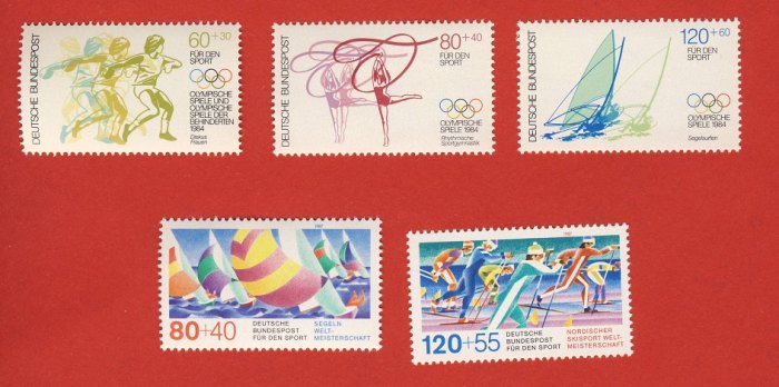  Bund 1984/87 2 Sätze Mi.1206 - 1208 Sport + Mi.1310 - 1311 Sport Postfrisch   