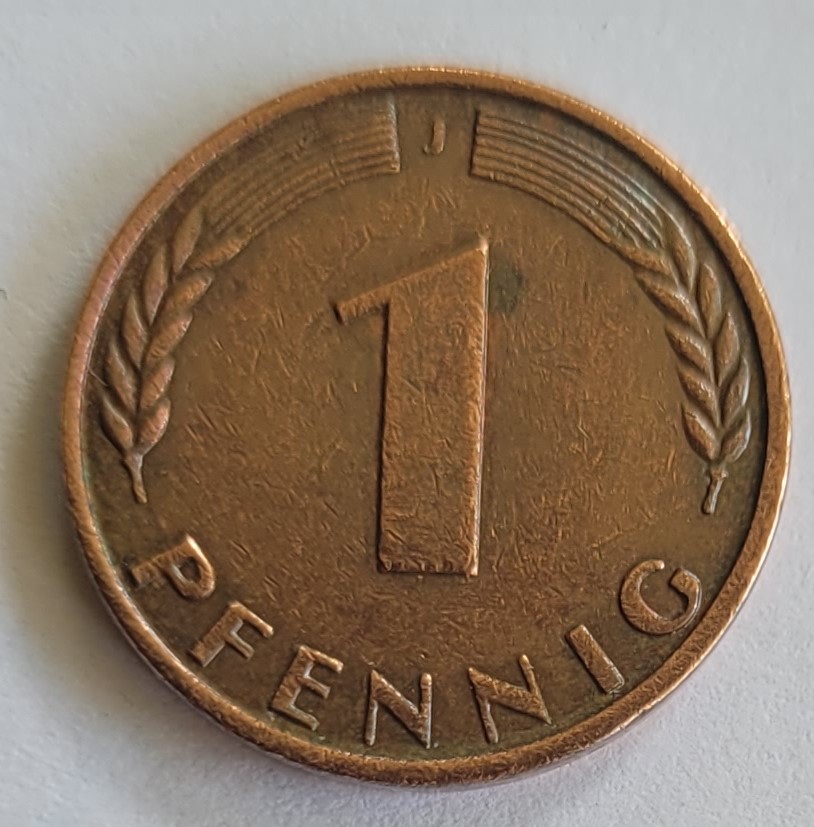  1 pfennig 1950 j Umlaufmünze gut erhalten Magnetisch   