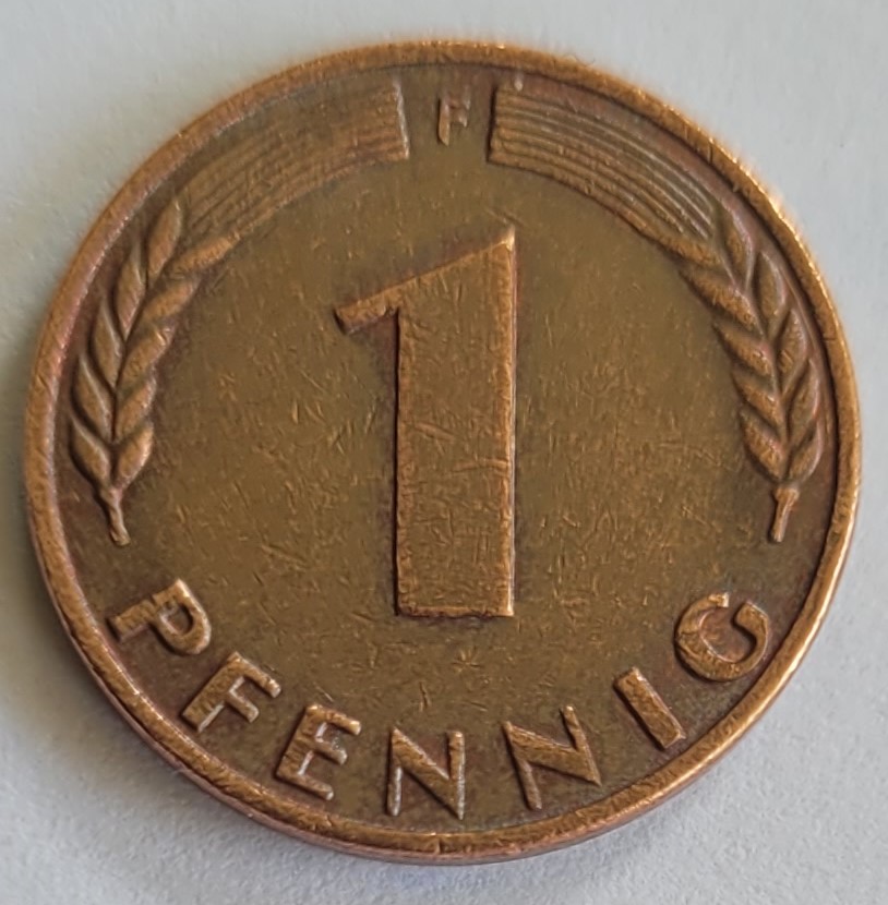  1 Pfennig 1950 f, Umlaufmünze, gut erhalten, Magnitisch 1 Pfennig   