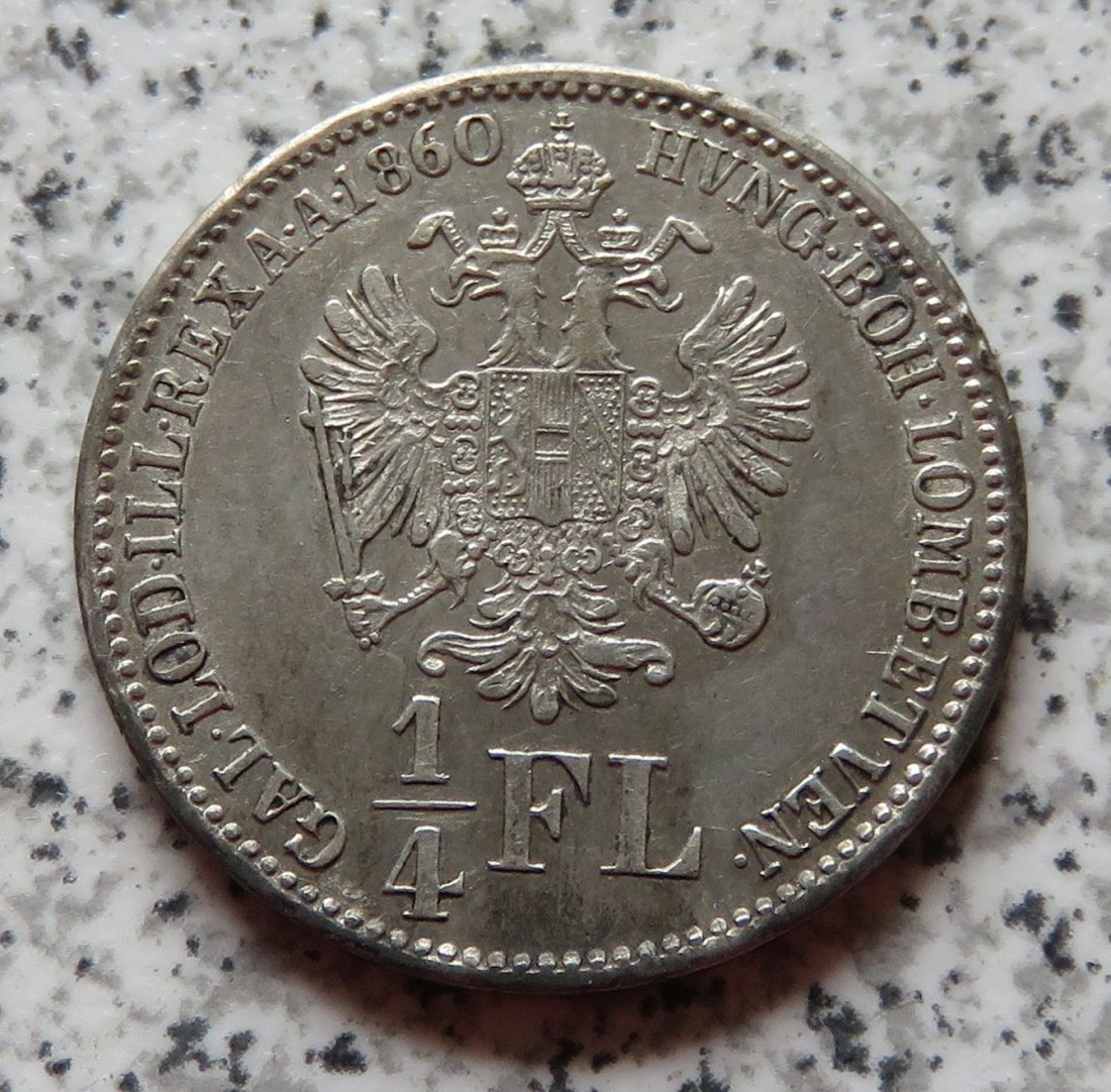  Österreich 1/4 Florin 1860 B   