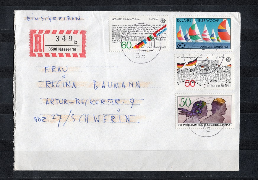  BRD 1982 Einschreiben mit Mi.1130-1133 Echt gelaufen   