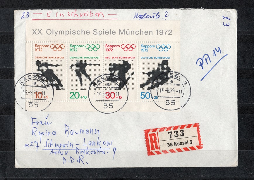  BRD 1971 Einschreiben mit Mi.684-687 Block 6 Echt gelaufen   