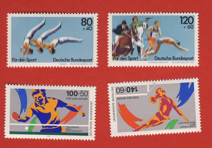  Bund 1983/89 2 Sätze Mi.1172 - 1173 Sport + Mi.1408 - 1409 Sport Postfrisch   