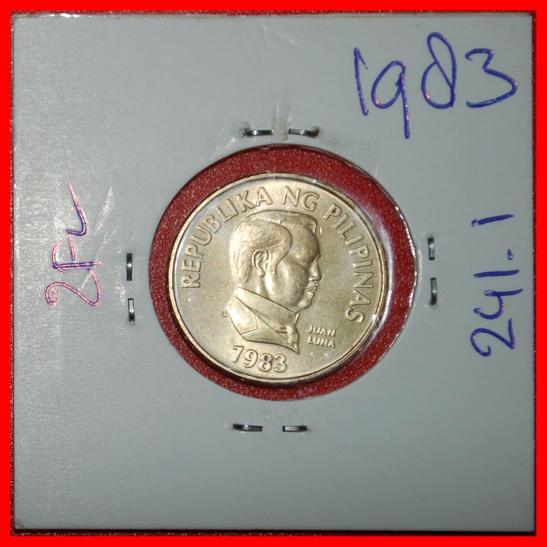  Ⰶ BUTTERFLY (1983-1990): PHILIPPINES★25 SENTIMO 1983 UNC MINT LUSTRE! HOLDER★LOW START ★ NO RESERVE!   