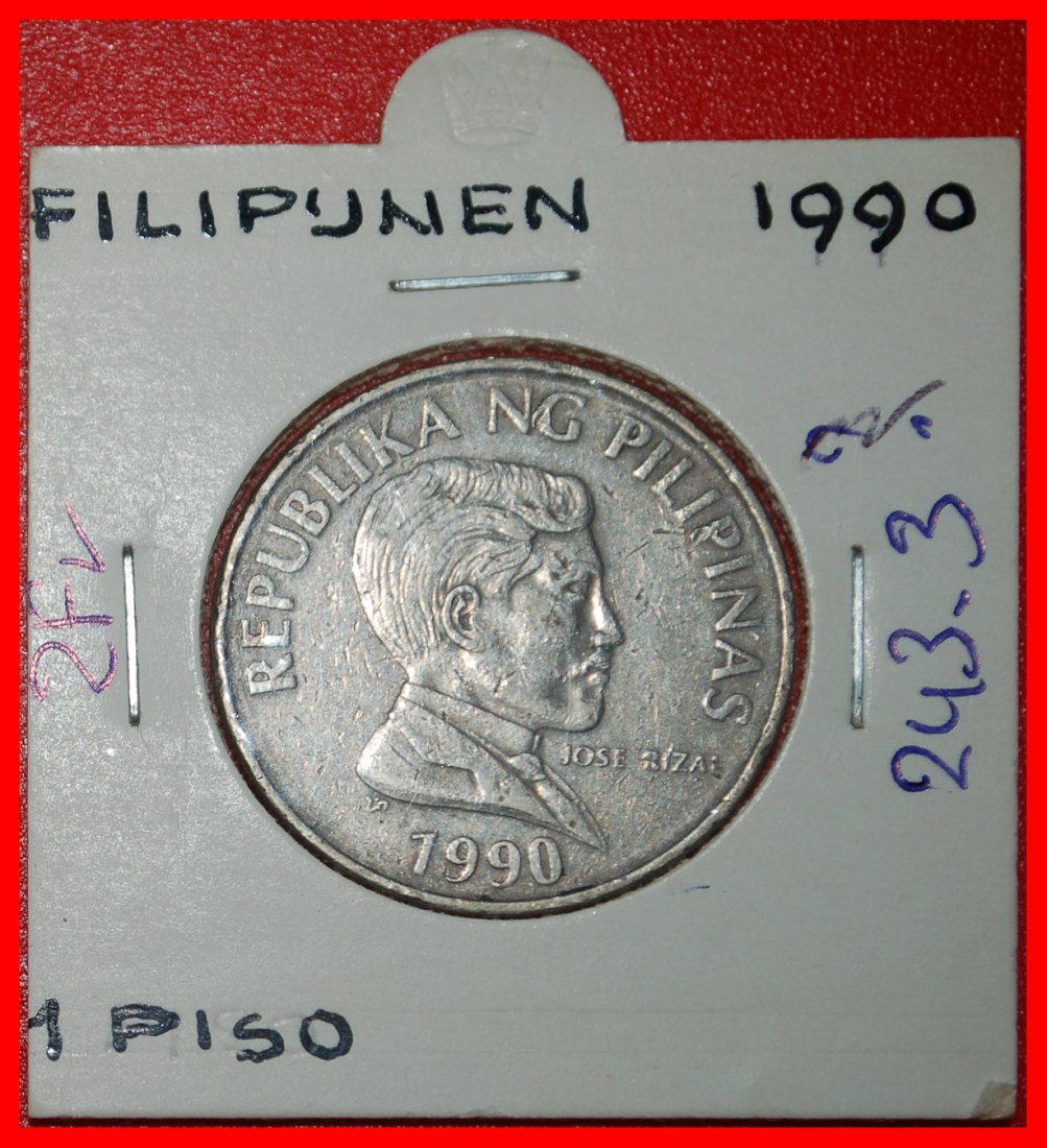  Ⰶ BULL (1983-1990): PHILIPPINES ★ 1 PISO 1990 ERROR! IN HOLDER!★LOW START ★ NO RESERVE!   