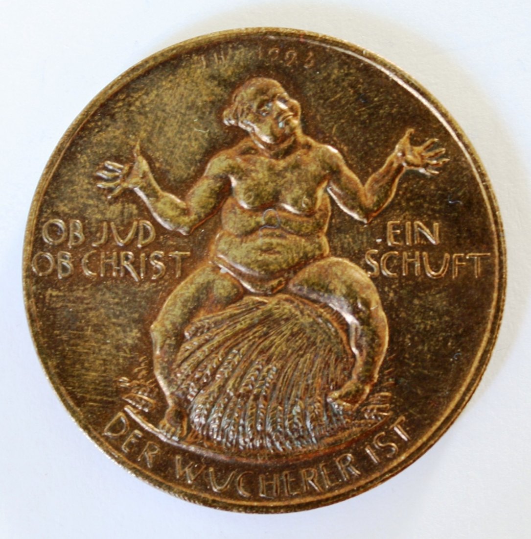  Inflationsmedaille 1923 Fritz Hörnlein Dresden Wucher Korn Getreide Kupfer vz / 38 mm   