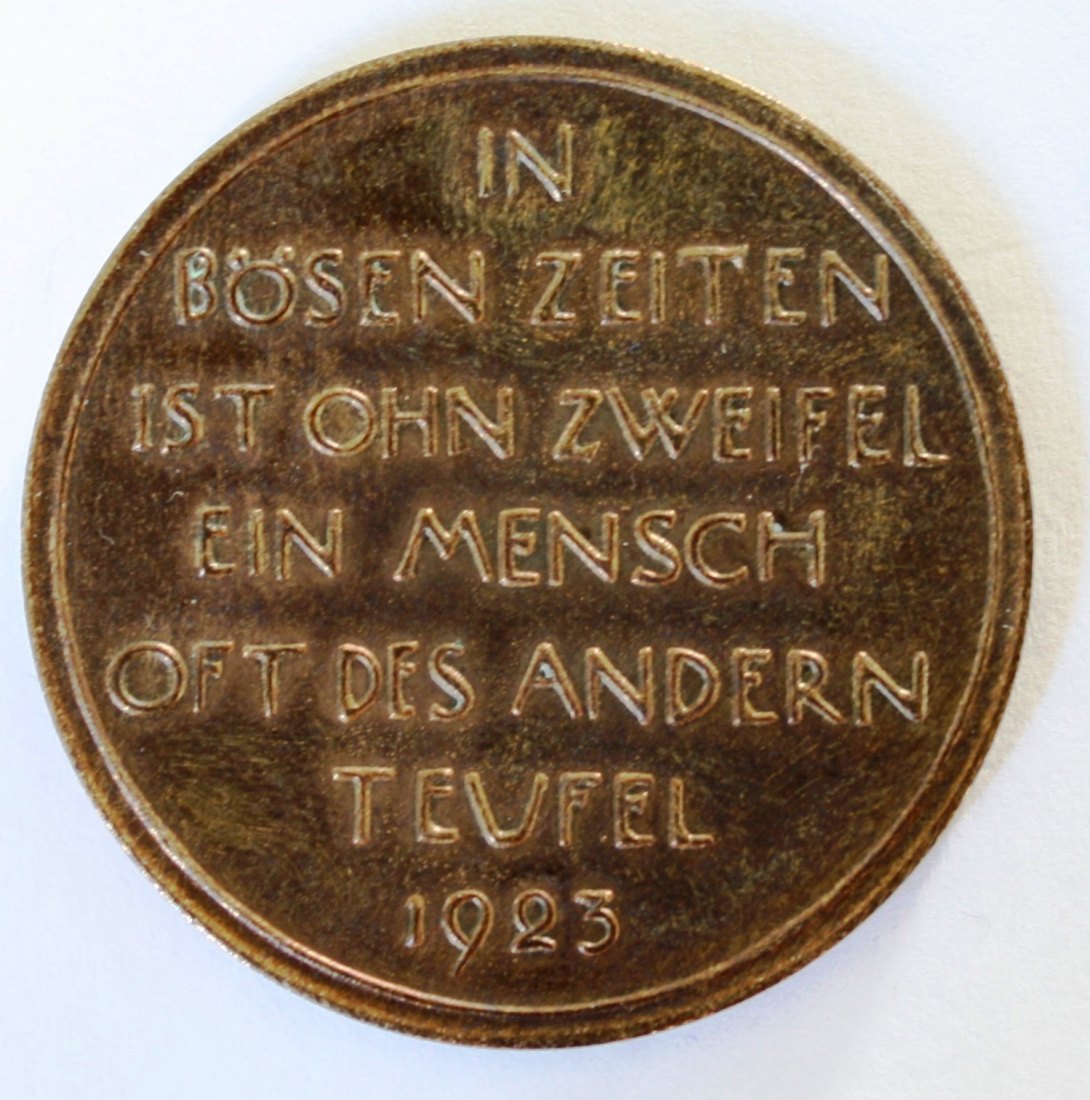  Inflationsmedaille 1923 Fritz Hörnlein Dresden Wucher Korn Getreide Kupfer vz / 38 mm   