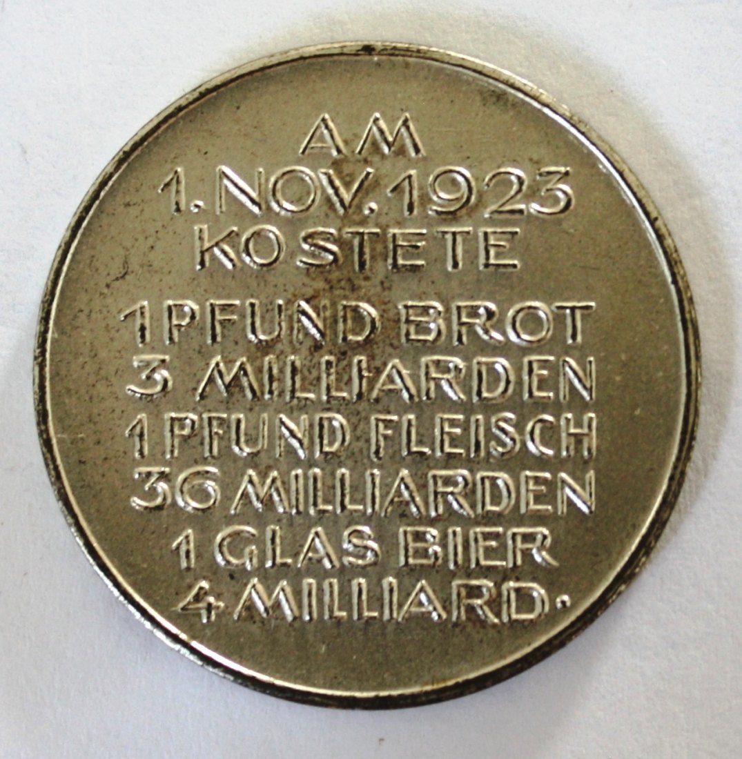  Inflationsmedaille Des deutschen Volkes Leidensweg Mitlehner Mittweida Preise 01.11.1923 versilbert   