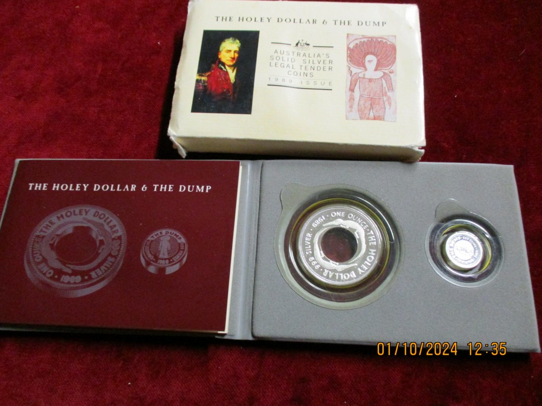  The Holey Dollar & The Dump Silbermünzen 999er Silber Gewicht alles 39 Gramm   