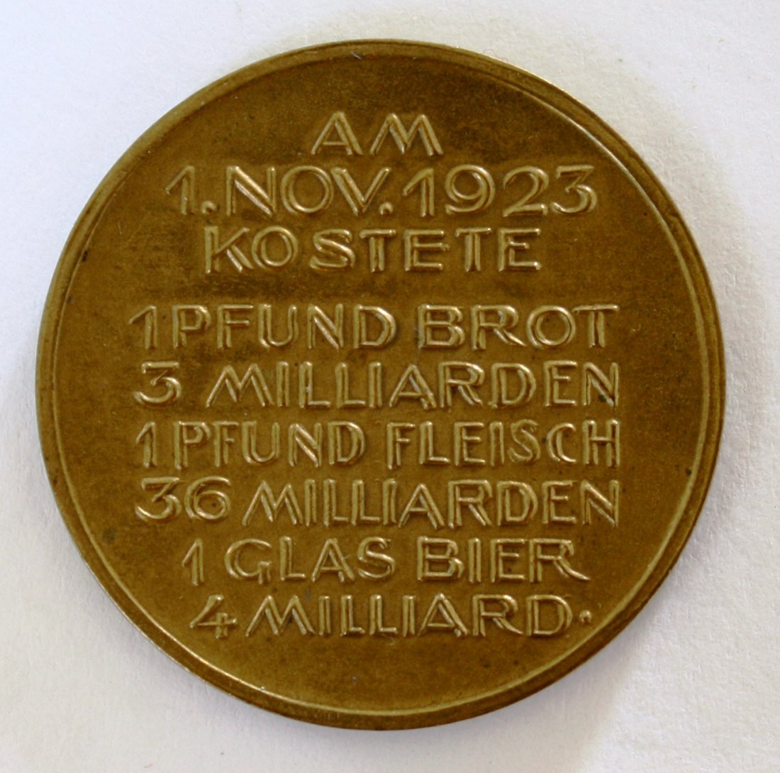  Inflationsmedaille Des deutschen Volkes Leidensweg Mitlehner Mittweida Preise 01.11.1923 Messing vz   