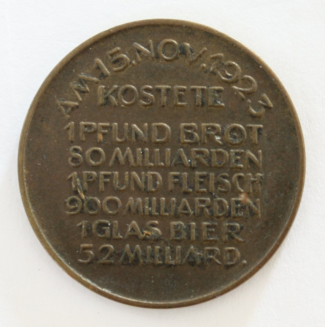  Inflationsmedaille Des deutschen Volkes Leidensweg Mitlehner Mittweida Preise 15.Nov.1923 ss Patina   